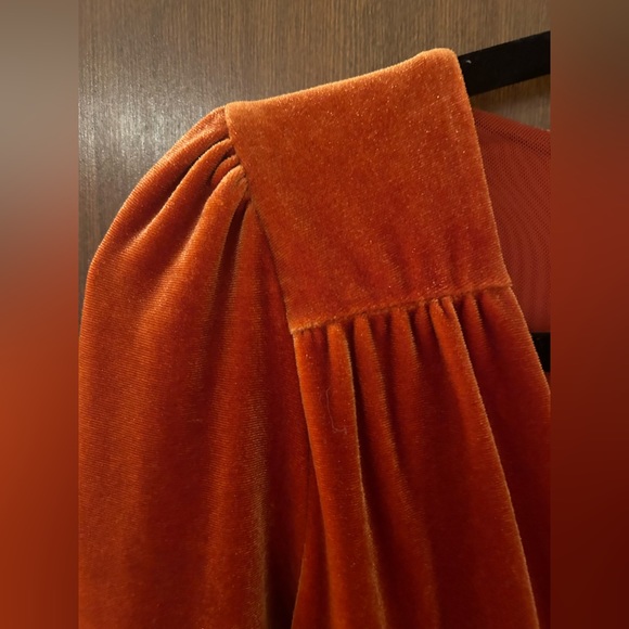 Urban Outfitters Ruched Orange Velvet Romper Size M - Picture 3 of 11